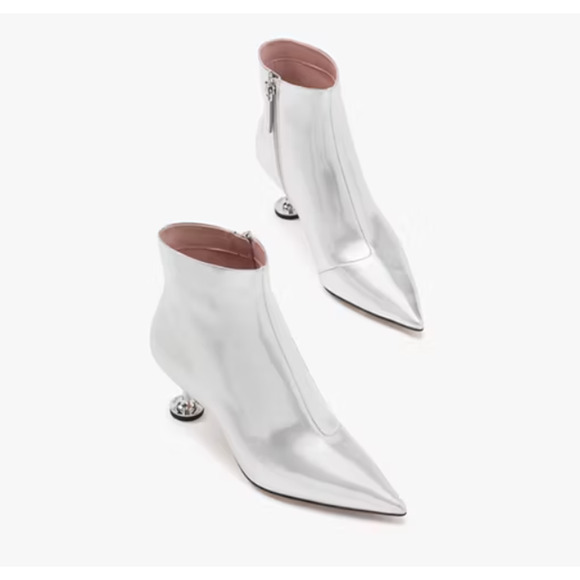 Kate Spade Women Garnish Zip-up Pump Booties Size 9 Silver NWT - Picture 2 of 8